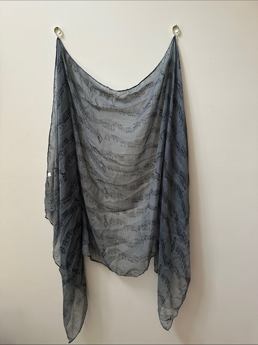 Sheer Music Note Scarf - Gray Black